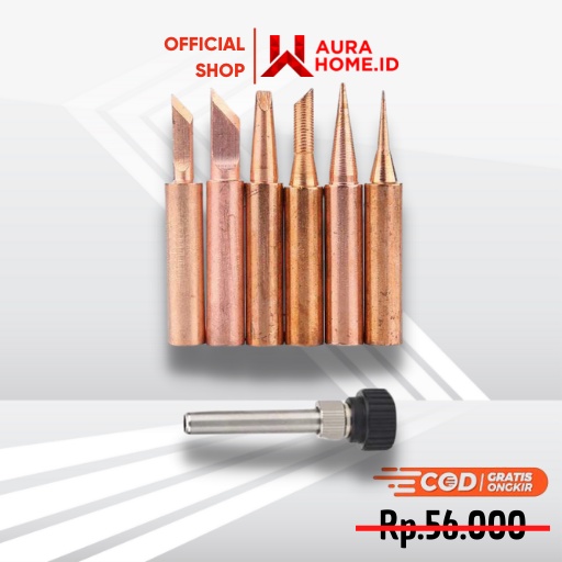 Kepala Solder Nonmagnetic 6 PCS For Hakko 936 Tips 900M / Kepala Solder Gas Uap Station Kristal Temb