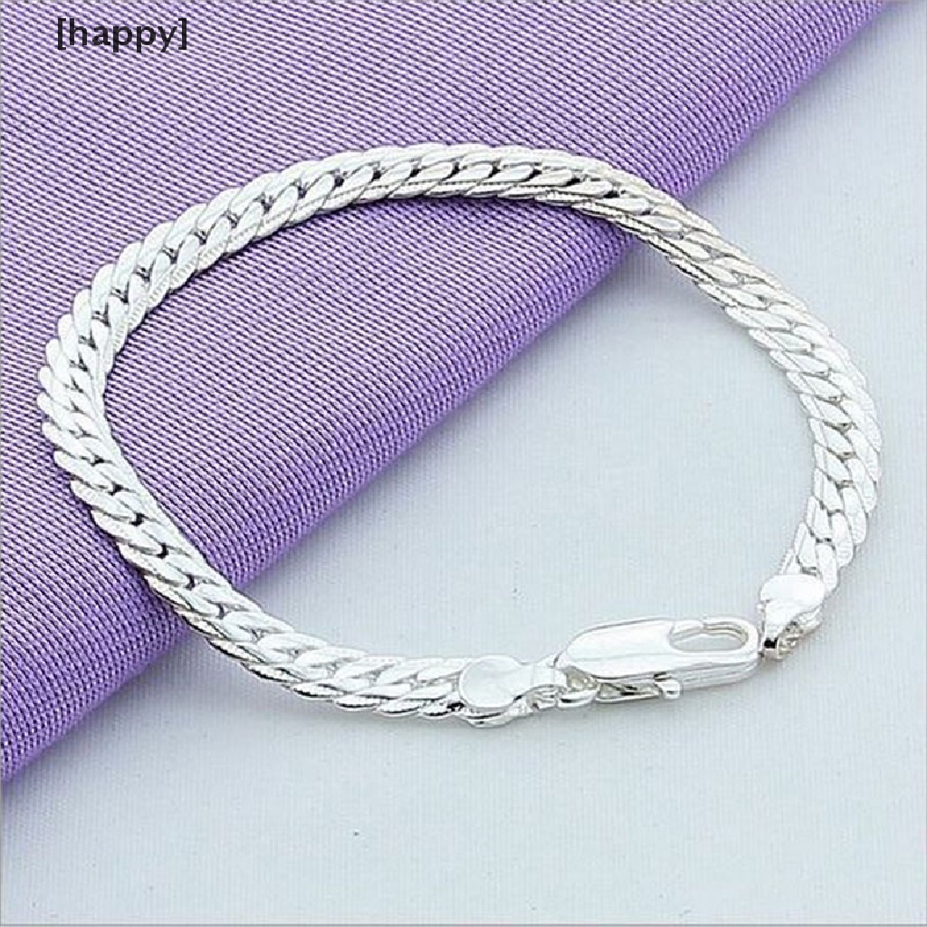 Gelang Rantai Ular Lapis Silver Lebar 5mm Untuk Pria