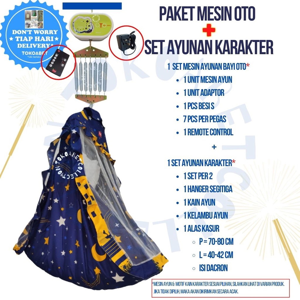 Paket Ayunan Listrik OTO Kain KARAKTER Varian REMOTE TIMER MUSIC SPEED TOKOABET