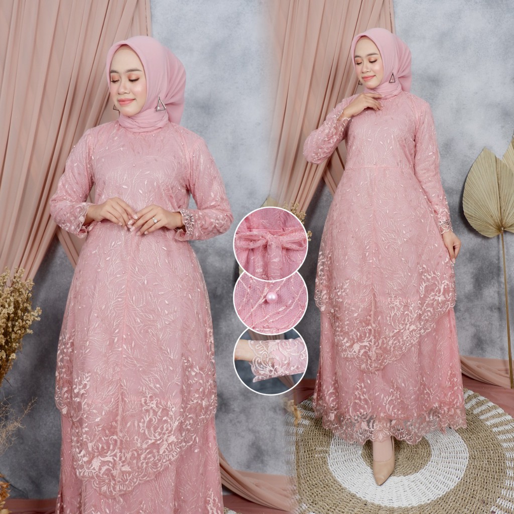 PROMO GAMIS TULLE MEKAR / GAMIS TULLE MUTIARA BORDIR / GAMIS PESTA