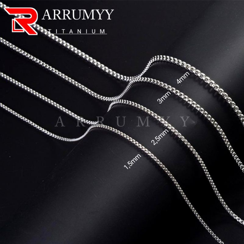 ARRUMYY kalung rantai pria silver bulat titanium steel