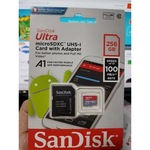 COD Kartu UHS-I microSD SanDisk Ultra 256 GB Kartu Memory Smartphone Terkuat 256 GB ORIGINAL