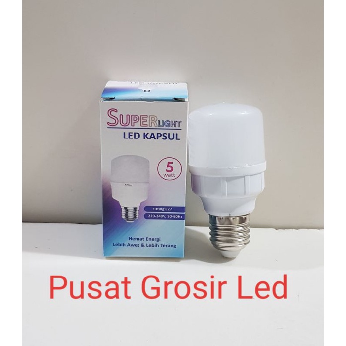 Paket 10 Buah Lampu Led kapsul 5 watt Superlight Cahaya Putih