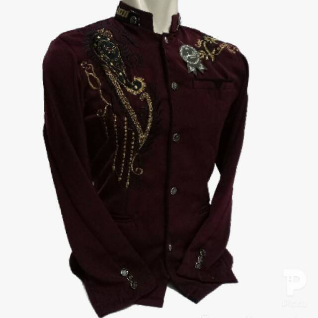 Jasko warna maroon bordir jessica warna hitam sma perak