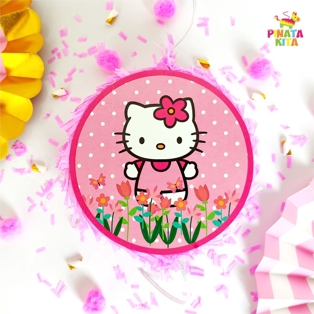 pinata kecil hello kitty / pinata mini hello kitty / pinata bulat hello kitty / pinata tarik hello k