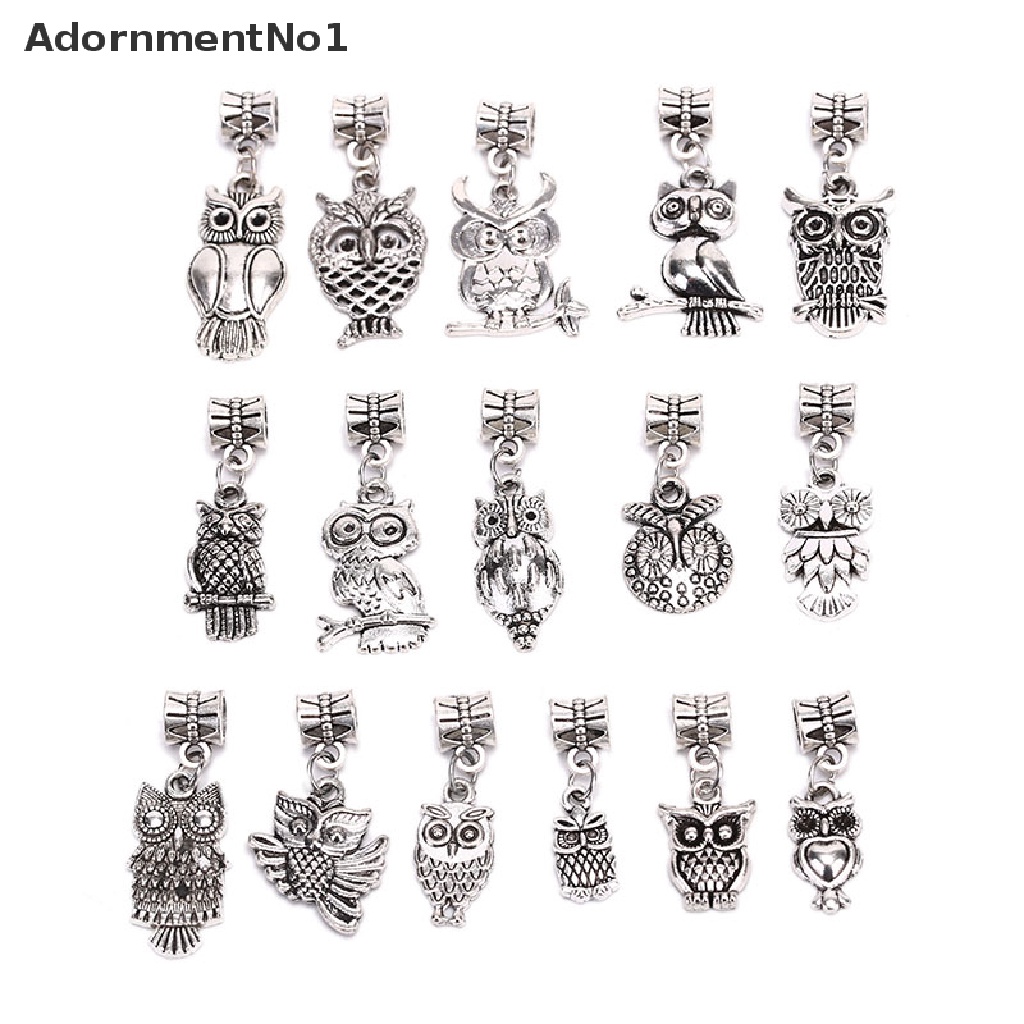 (AdornmentNo1) 16 Pcs Liontin Bentuk Burung Hantu Bahan Alloy Warna Silver Untuk Membuat Perhiasan DIY