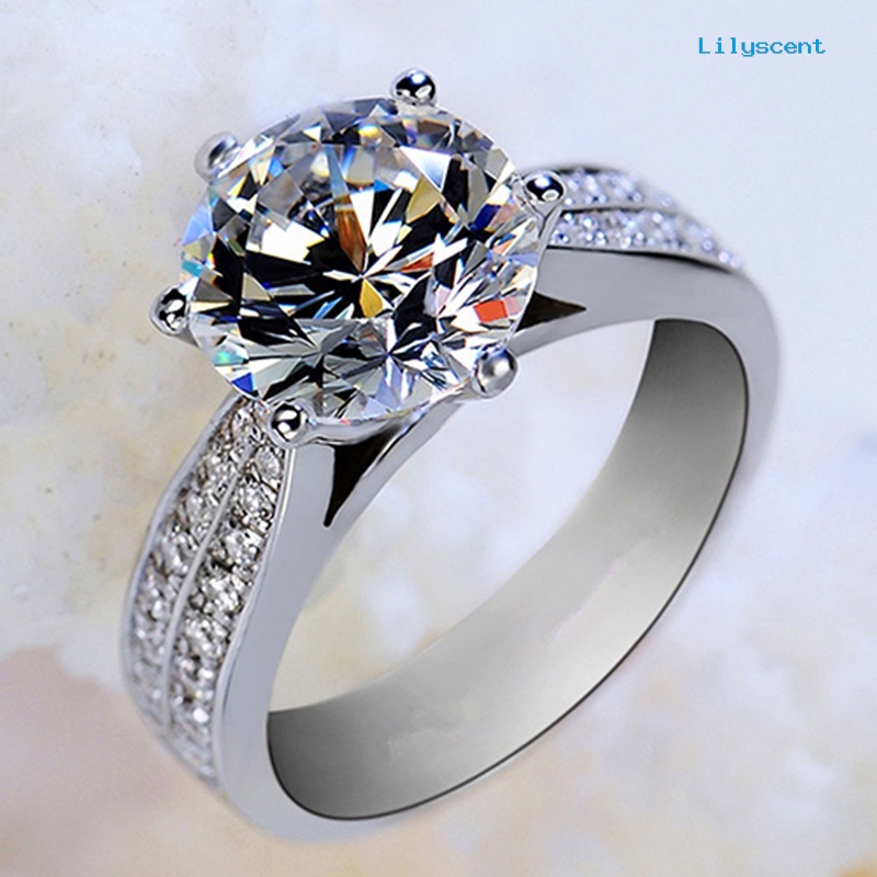 Ls Cincin Alloy Lapis Silver Hias Zircon Mewah Untuk Wanita