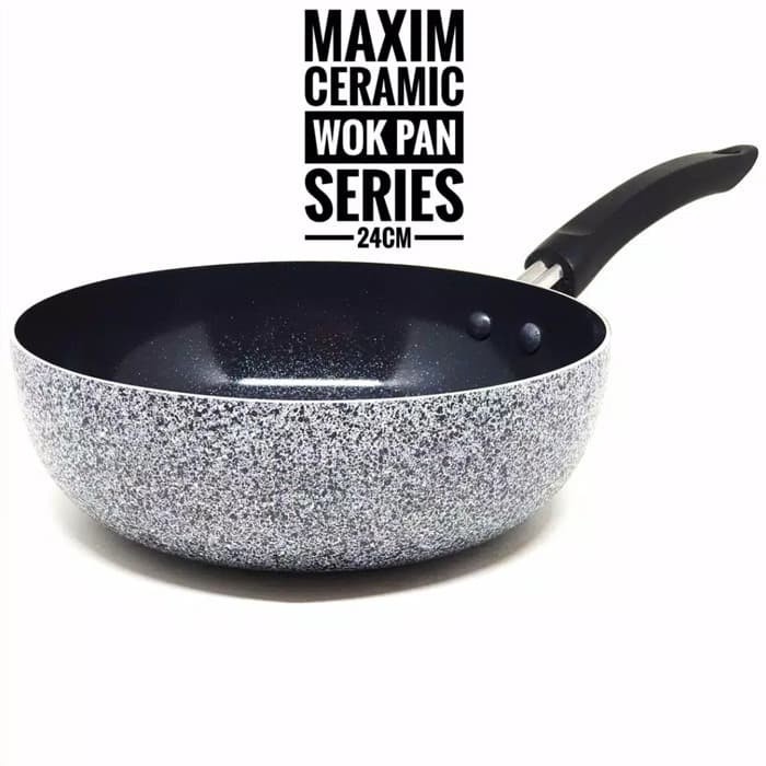 PROMO ISI 3 PCS MAXIM Deep Wok Pan Keramik 24CM + KOMPOR 1 TUNGKU + SELANG REGULATOR PAKET