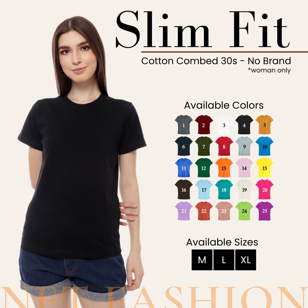 Jual Kaos Slimfit Polos Wanita Oneck Cotton Combed S Baju Kaos