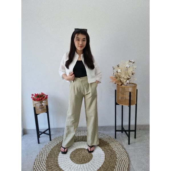 Celana panjang highwaist knit | Loose pant highwaist | Celana kulot panjang