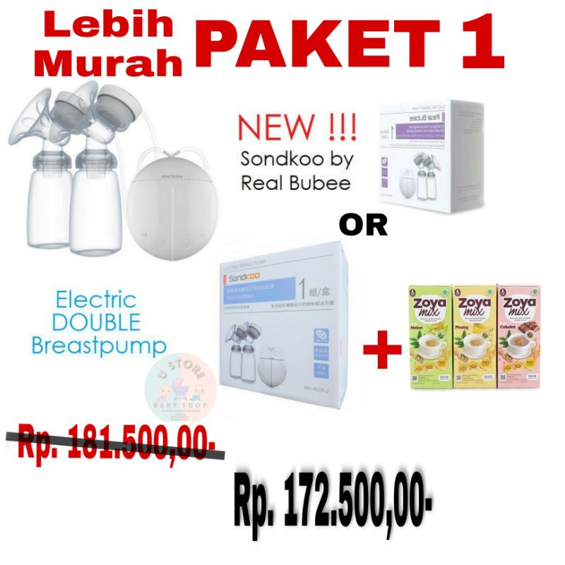 PAKET 1 Pompa Asi Electrik RealBubee + Pelancar Asi Zoya Mix Mama Bear