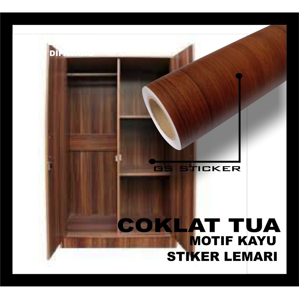 Stiker Meja Lemari Coklat Tua Motif Serat Kayu
