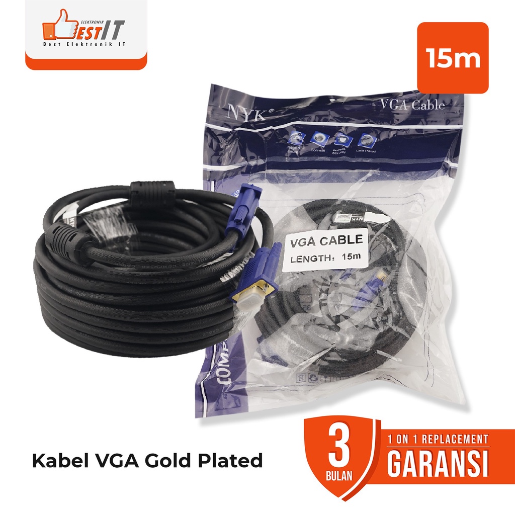 Kabel VGA Panjang 15 meter Gold Plated NYK