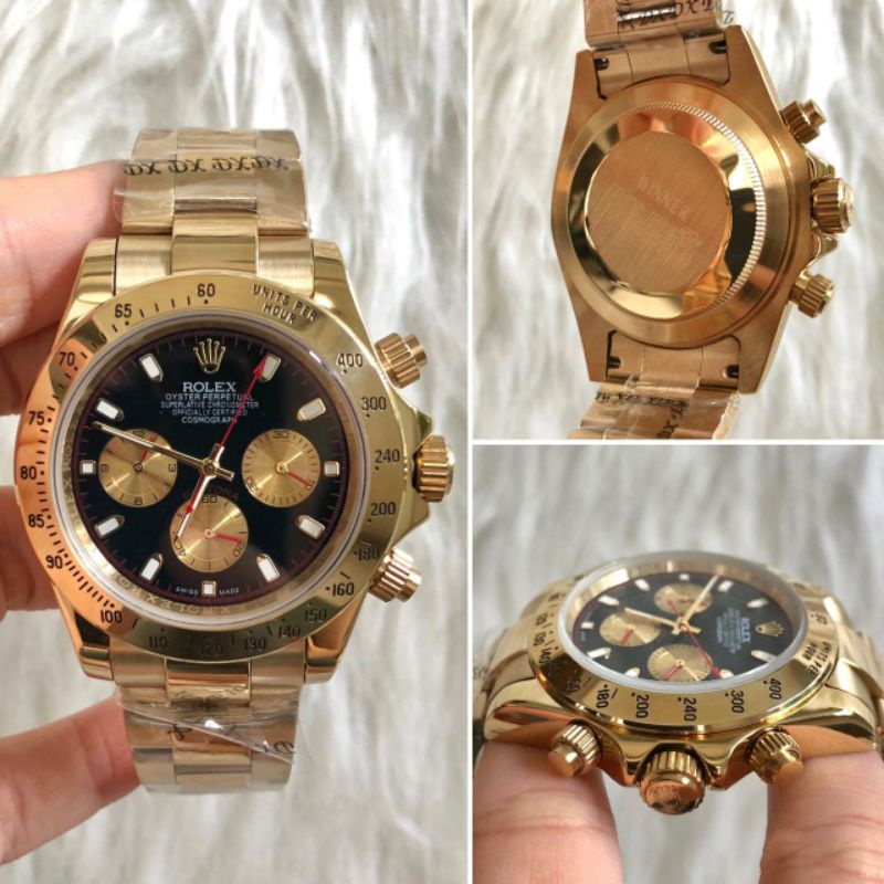 Jam Tangan Rolex Daytona Autometic Super Premium Graden AAA - Rolex Oyster Perpetual Warna Gold