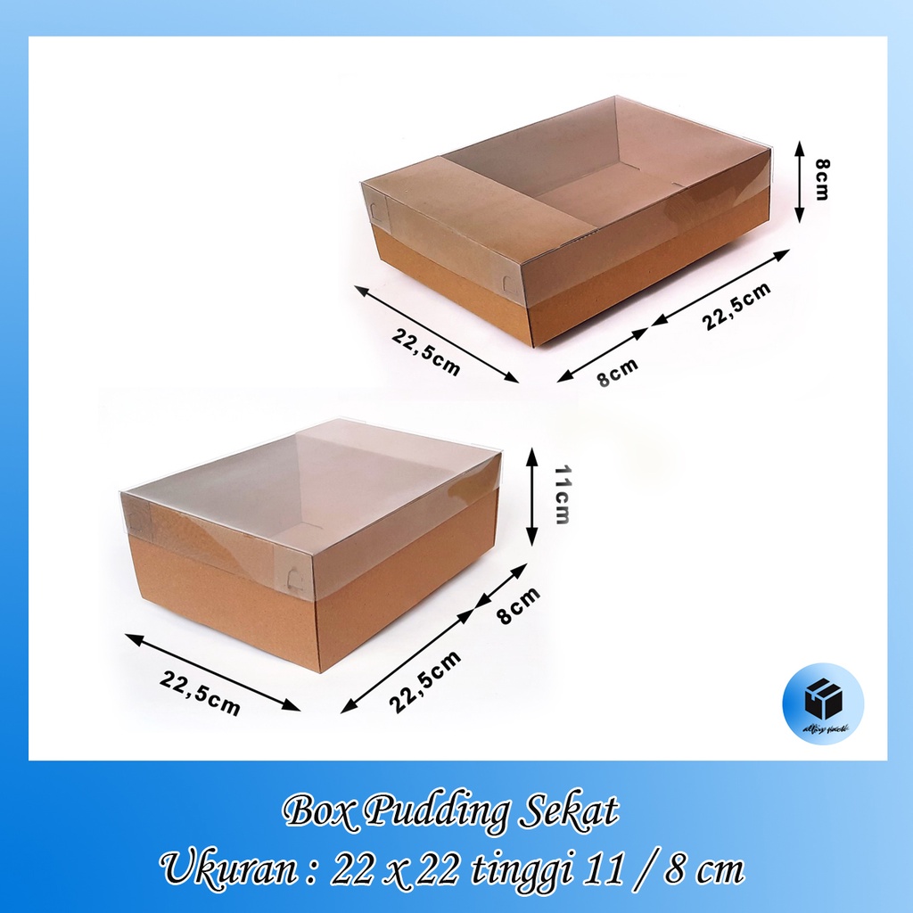 

1pack isi 10pcs BOX PUDDING MIKA UKURAN 22x22x8 / 22x22x11 CM + SEKAT BOTOL 8 CM DUS PACKAGING KUE BOLU KOTAK HAMPERS KOTAK PARCEL PUDING