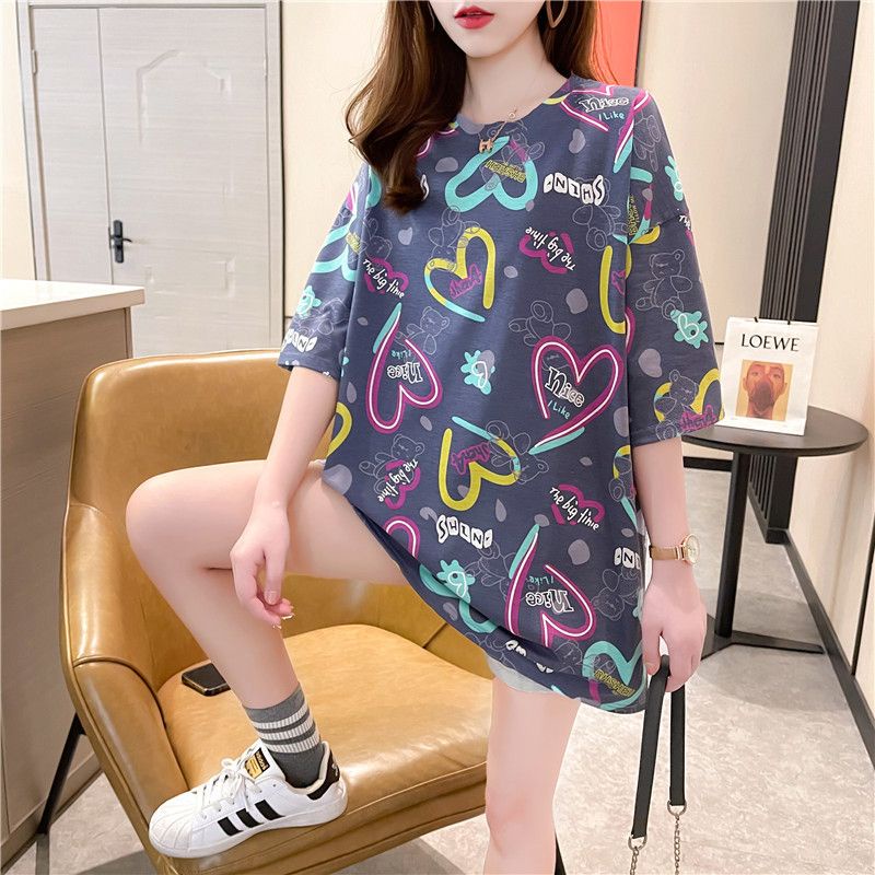 THISTLE - Oversize Tee Tshirt Wanita Model Longgar Motif Love Full Print