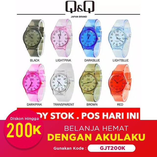 Jam Tangan Anak Wanita Analog Q&amp;Q Jelly Transparan Rubber