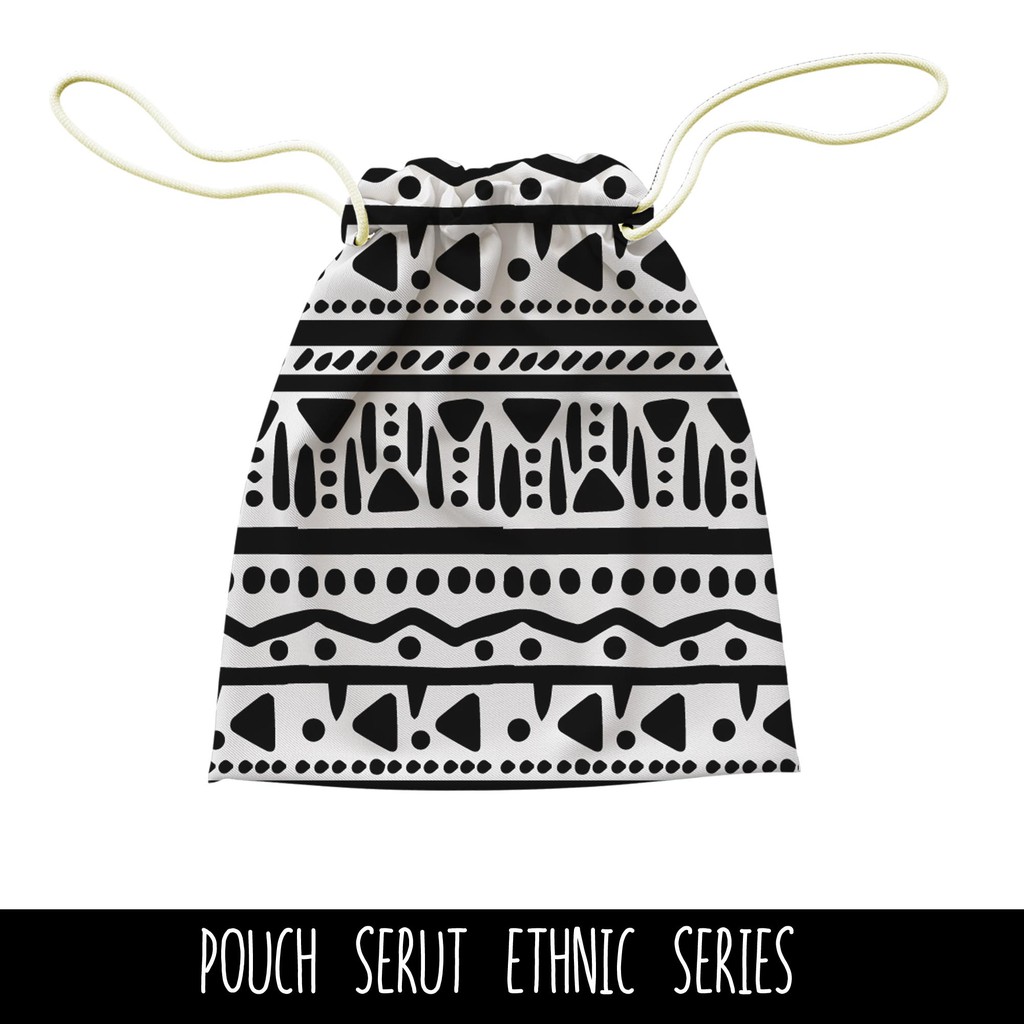 Full Print Pouch Serut Ethnic Pattern Bisa Request Tulisan