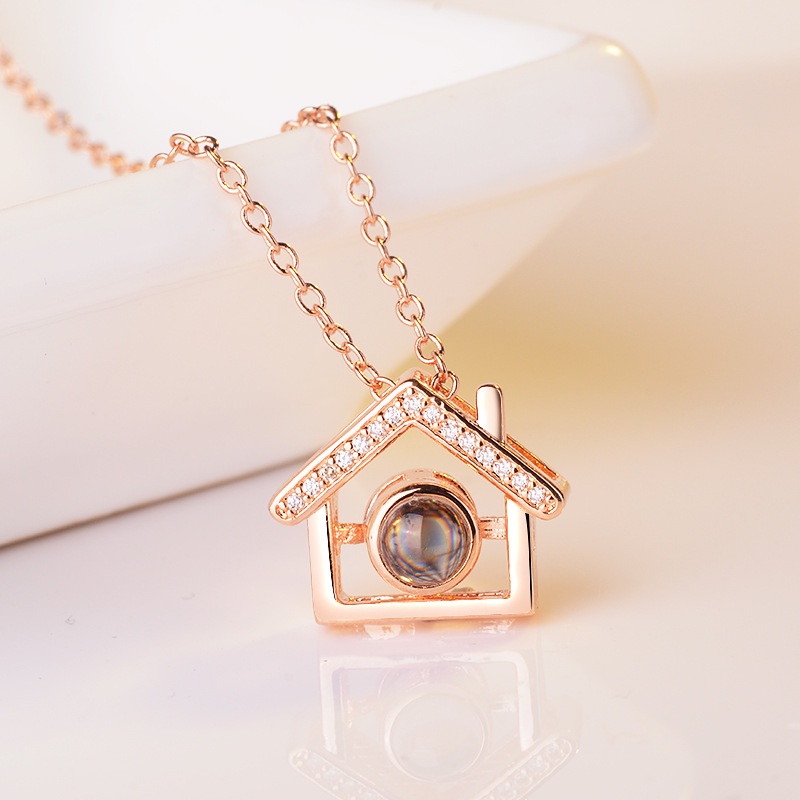 [Ready Stock]Fashion Plated 925 Sterling Silver Rose Gold Pendant Unique Geometric Jeweled Pendant