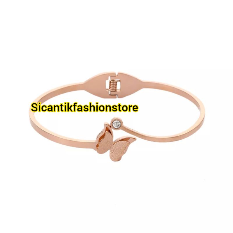 Gelang Titanium Wanita Kupu Kupu Fashion Wanita Terbaru Terlaris Anti Karat Selamanya Gelang Wanita Kupu Kupu Tersedia Warna Gold Silver Rose gold Gelang Perak Silver 925 Gelang K5 Gold