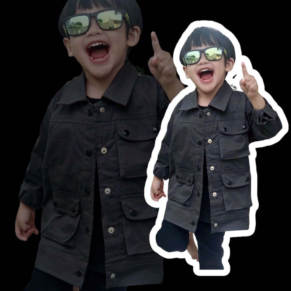 JAKET KEMEJA PARKA ANAK BAHAN TWILL KANCING USIA 2-6 TAHUN