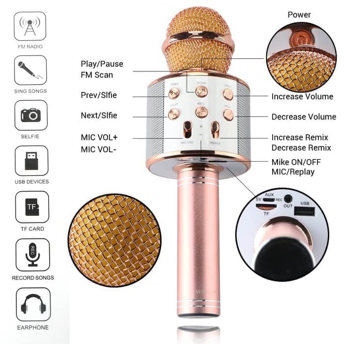 WIRELESS MICROPHONE HIFI SPEAKER/ MIC BLUETOOTH WS-858/ MIC &amp;amp; SPEAKER