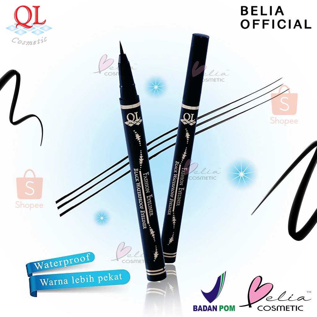 ❤ BELIA ❤ QL Cosmetic Fashion Eyeliner Pen Black Waterproof - 8 ml (✔️BPOM)