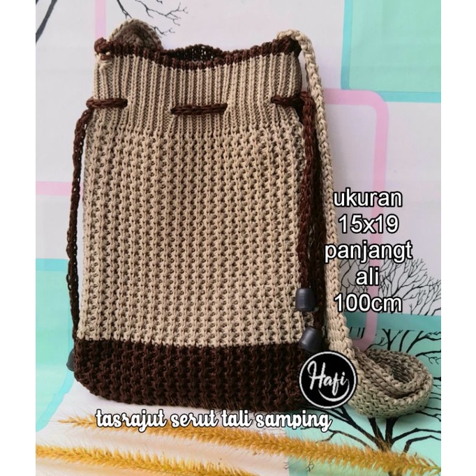 tas rajut serut tali sisi /slingbag /selempang