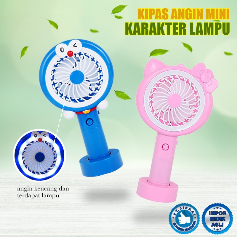 Kipas Mini Tancap Genggam Lipat Portable LED Karakter