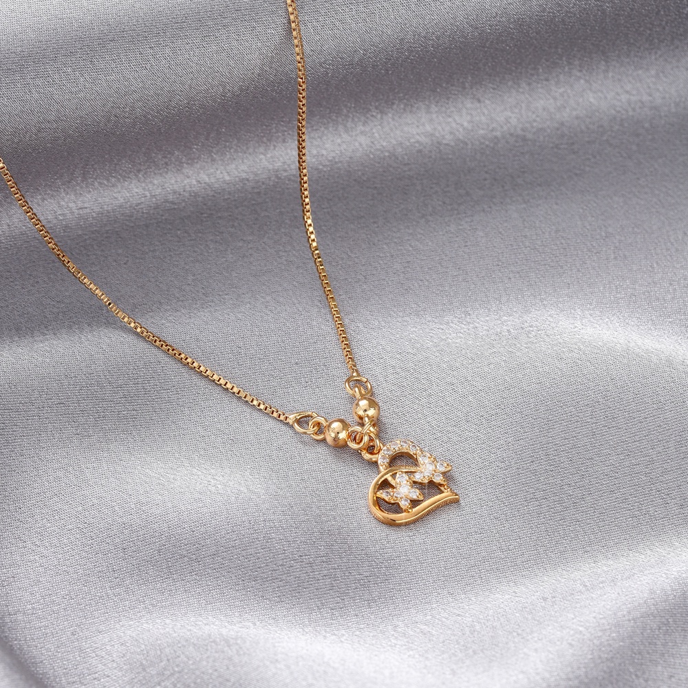 Kalung Titanium Wanita Grosir Murah Kalung Model Batu Permata Berlapis Rose Gold D031