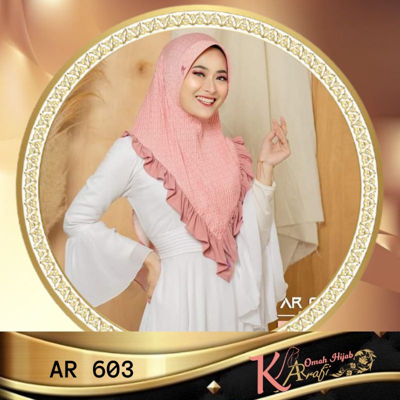 Hijab Arrafi AR603 - Jilbab Kerudung Instan Daily Plisket Terbaru Motif Polka Polkadot Terlaris Vari