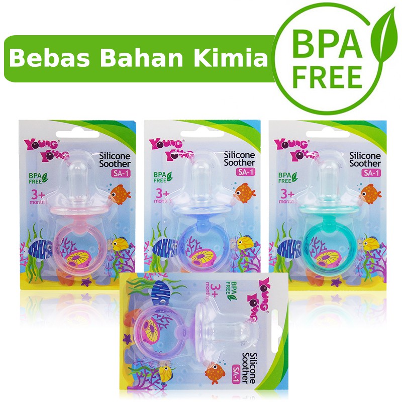 YOUNG YOUNG Dot / Empeng Bayi 1 Pcs BPA Free Silicone Nipple Bebas Bahan Kimia IL-SA-1 Warna Random