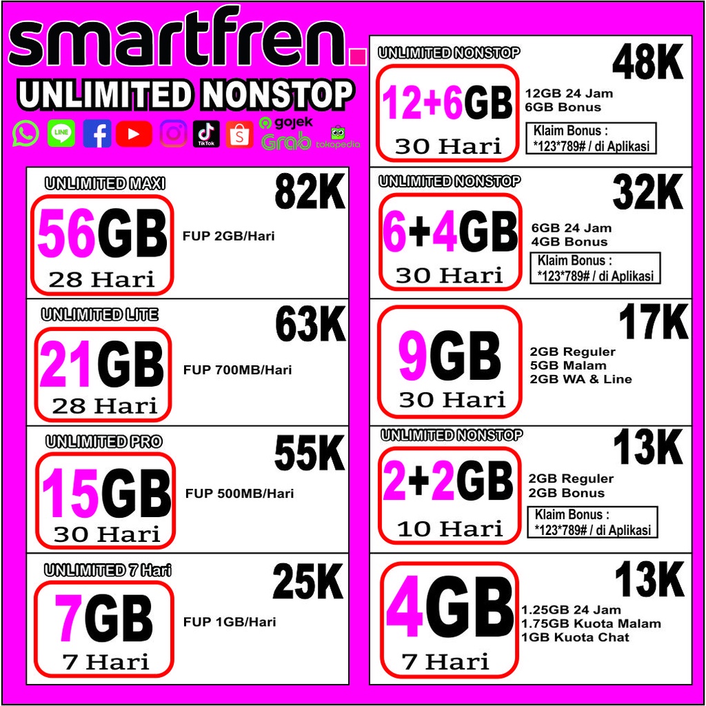 Voucher Smartfren Full Nasional murah unlimited nonstop 24 jam
