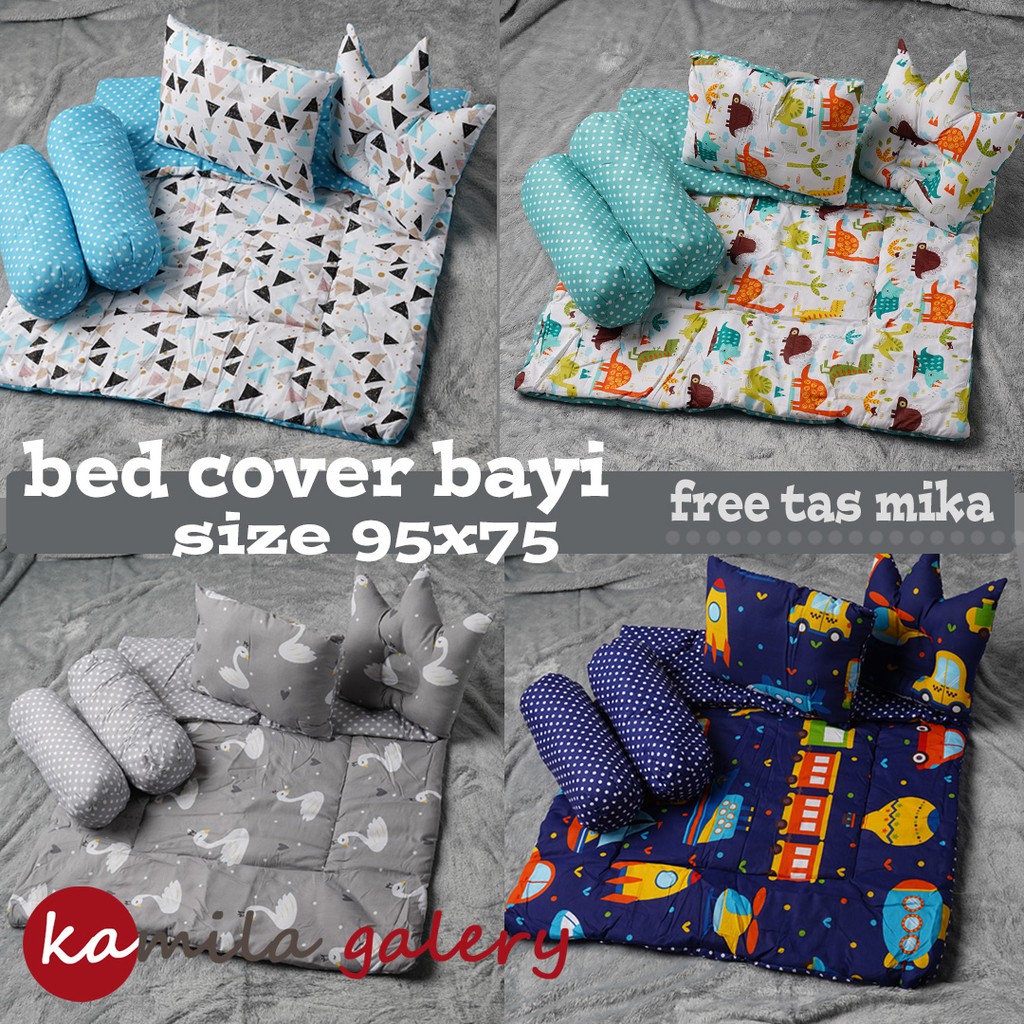 Bed cover Bayi Bantal Guling Selimut Bayi Tempat tidur / BedCover Set Bayi free tas mika