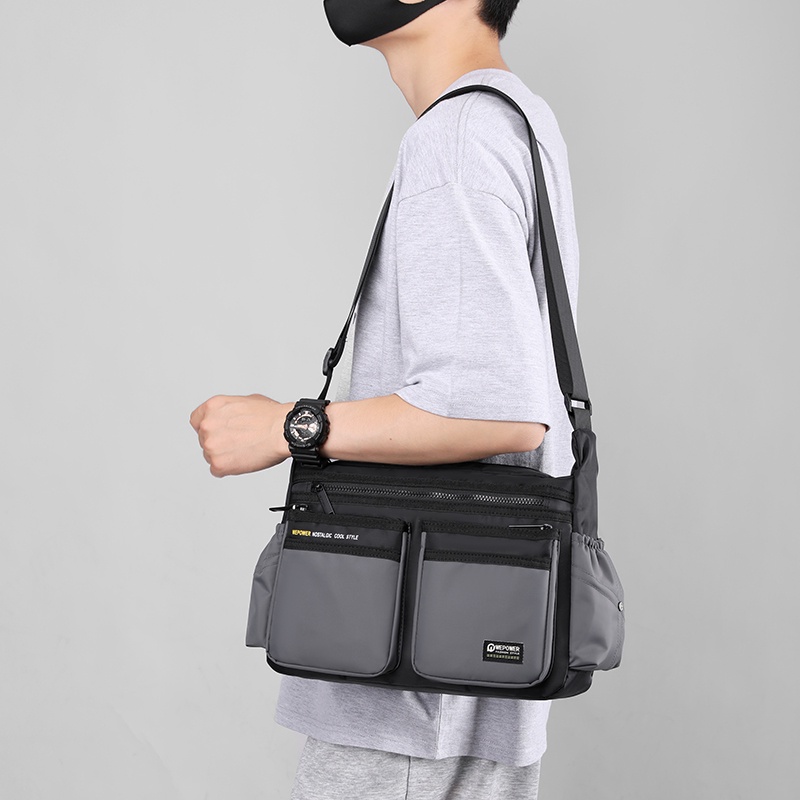 Tas Selempang Pria HAOSHUAI 5833 Sling Bag Pria Pria Anti Air Bahan Dolby Lotto Coated