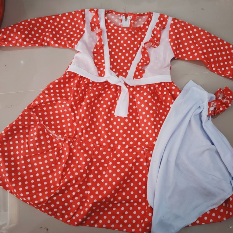 Gamis Anak usia pakai 2-3 tahun motif polka polkadot tutul rompi ( gamis POLKA rompy )