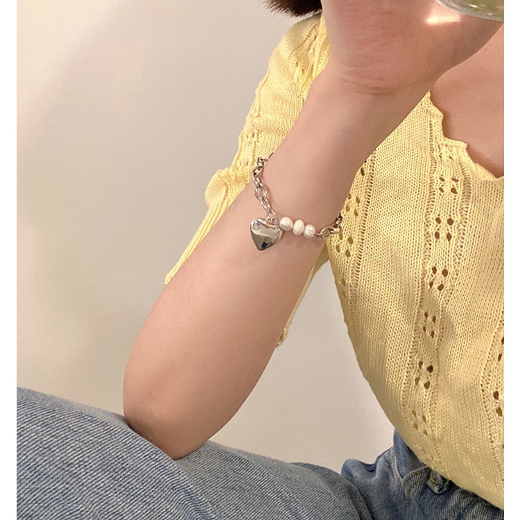 Chain Pearl Love Bracelet Female Ins Love Pendant Bracelet