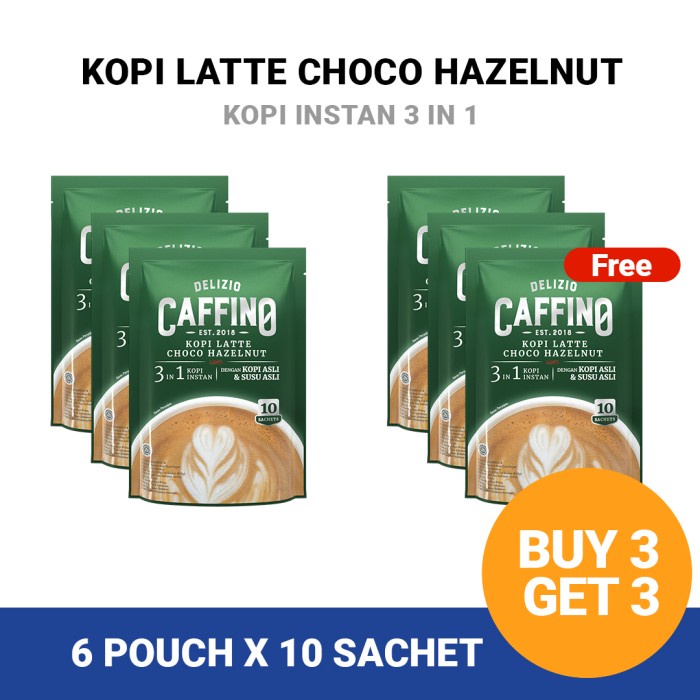 

✨COD✨ Caffino Kopi Latte Choco Hazelnut Pouch 20gr x 10 sachets BUY 3 GET 3