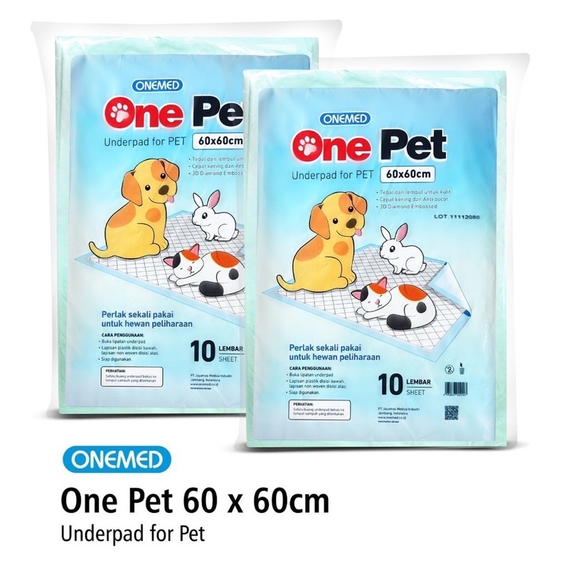 underpad onemed 60x60 ||underpad one pet ||underpad kucing anjing