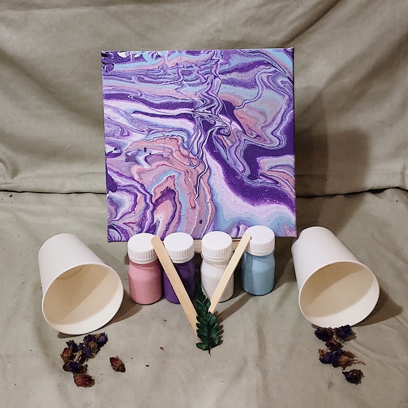 

HJK DIY Acrylic Pouring Art by Sweetie Seasons Termasuk Easel Pouring Paint Art DIY Pouring Kit DIY