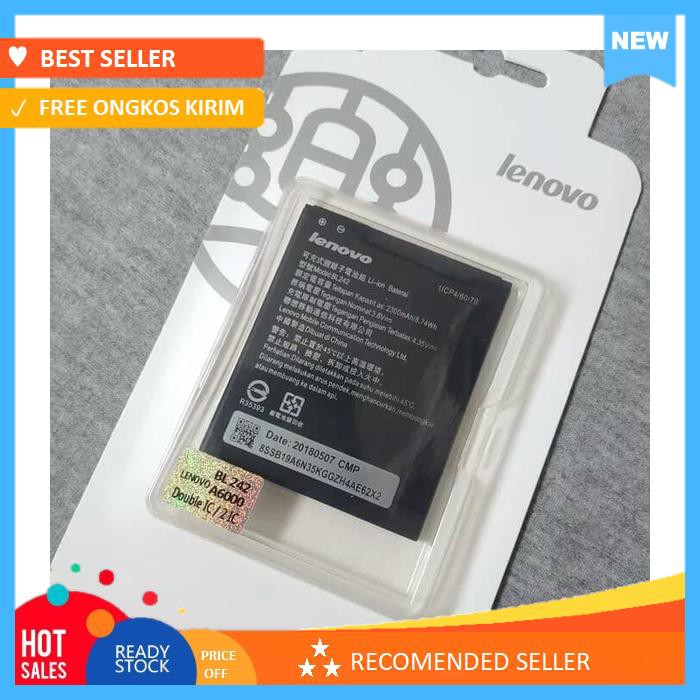 BATTERY BATRE RTBATERAI LENOVO A6000 / A6000+ || BL242 ORIGINAL 100%