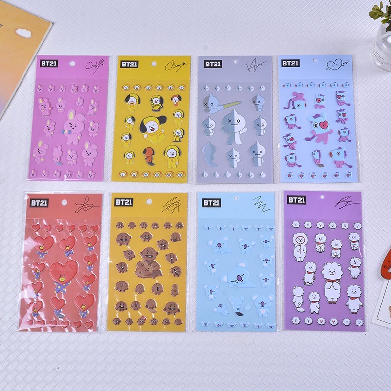 Stiker Timbul Karakter BT21 / Sticker Karakter Lucu BT21 Army / Sticker Korea Kartun Karakter BT21