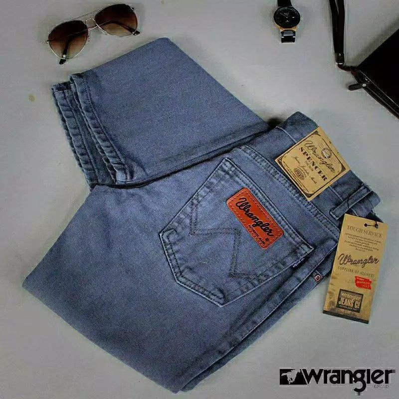 PROMO!! (BISA COD / BAYAR DI TEMPAT) Celana Jeans Standar Pria Cowok Reguler Regular Panjang Lurus Reguller Original Wrengler Warna Abu abu Coklat Hitam Biru Dongker Biowash Navy Murah Gaya Berkualitas Distro Keren Kekinian Ukuran Jumbo Big size 28-38