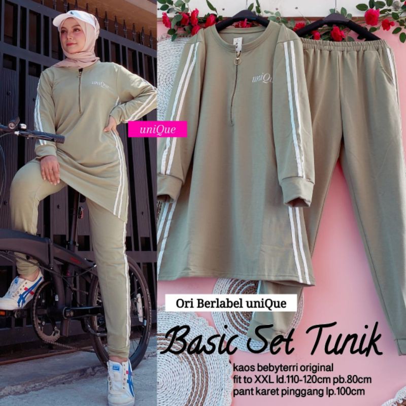 Setelan olahraga olga olah raga senam aerobik panjang busui muslim Basic set tunik by unique