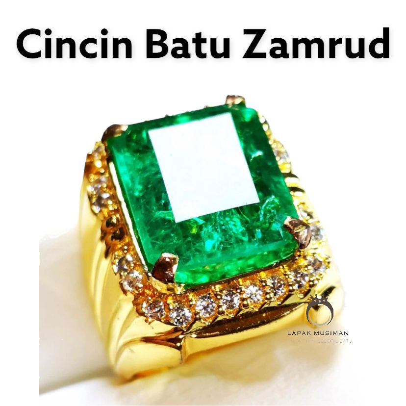 [Bayar di Tempat] Cincin Pria Batu Zamrud Rusia Kualitas Terbaik