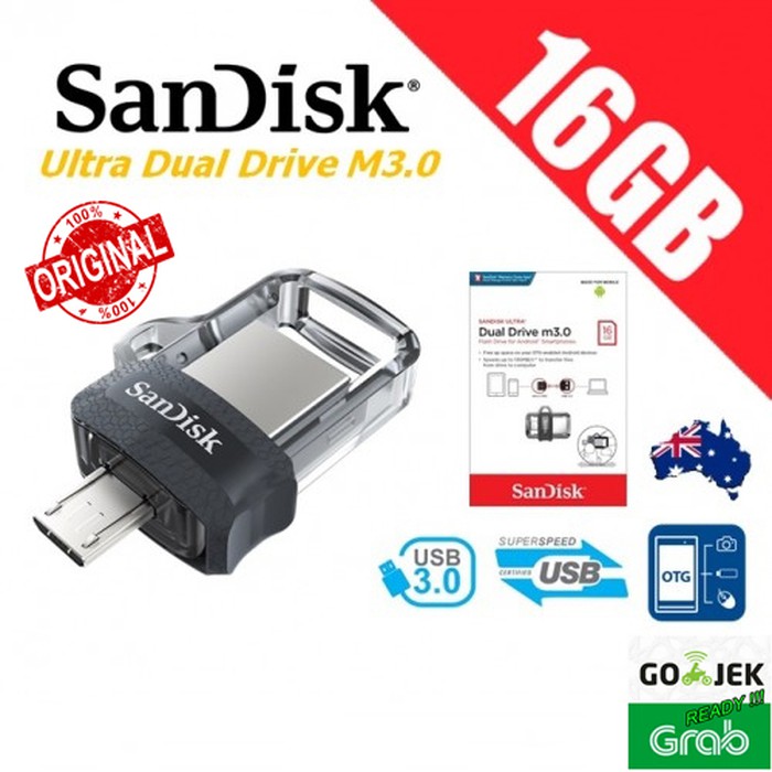 Flashdisk Sandisk OTG Ultra Dual Drive m3.0 16GB Resmi Original