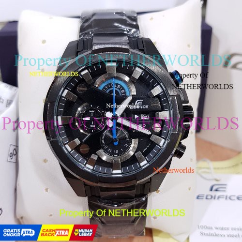 Casio Edifice Original Japan EFR 540D  - 1A2VUDF Chain Stainless FullBlack Kombi Blue