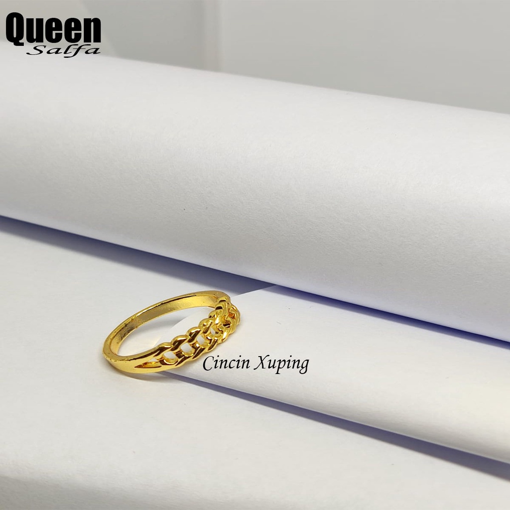 Cincin Xuping Lapis Emas 24K Mewah Elegant Permata