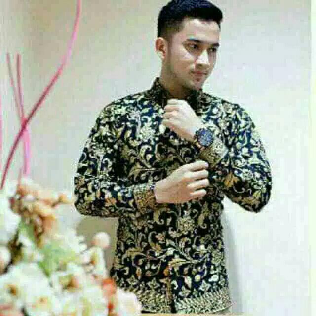 Kemeja Batik Lengan Panjang 021 Distro Batik Hrb026 Hem Batik Murah Seno Sogan Bakung Padi Manggar