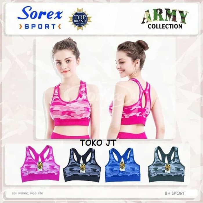 Sport Bra Sorex 7401 Army Bh Olahraga Gym Senam Fitness Zumba Yoga